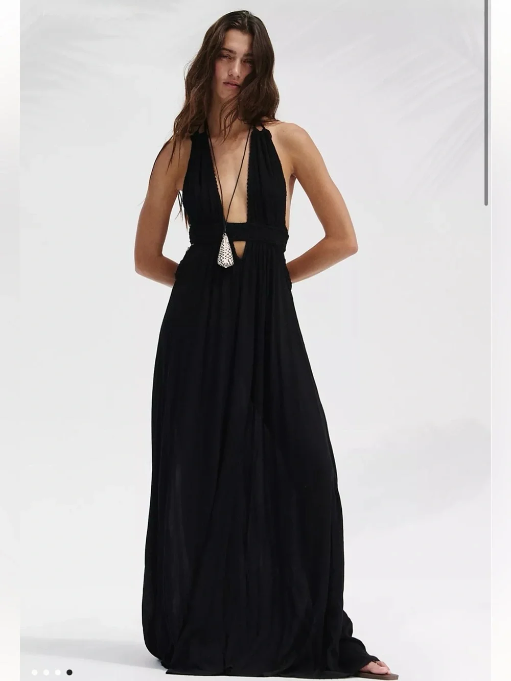 Free People look into the sun black gauze maxi dress Large